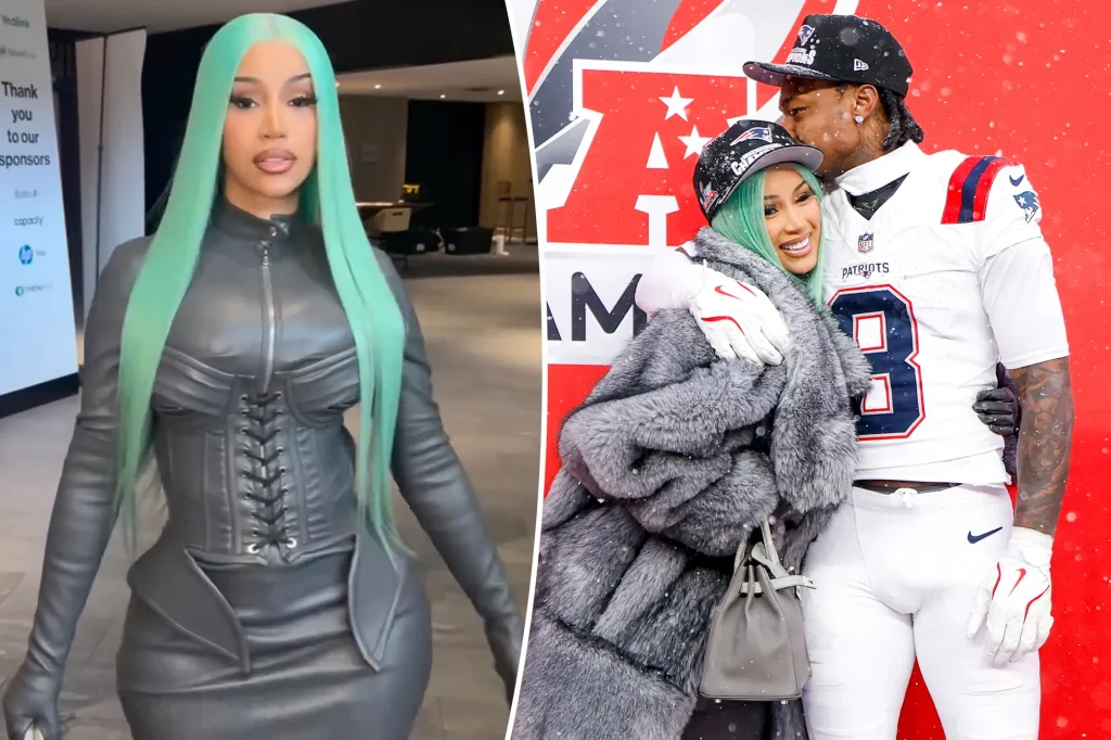 Cardi B's leather look for Patriots game: bold, edgy, and supportive