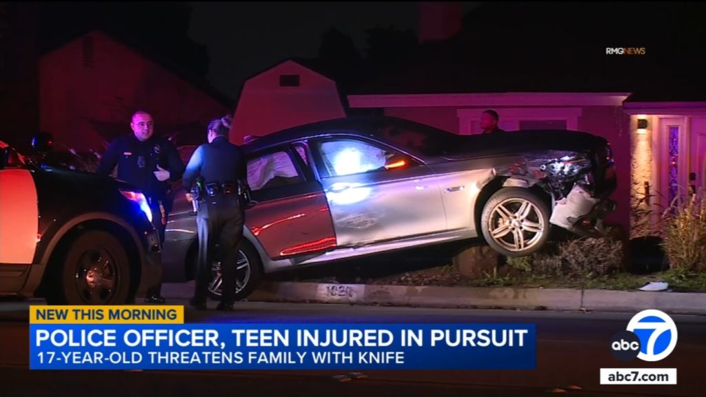 Teenager threatened family, took car before chase ended in Upland crash, police say