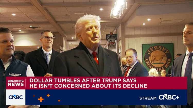 Dollar suffers worst one-day slide since last April after Trump says currency hasn't fallen too low