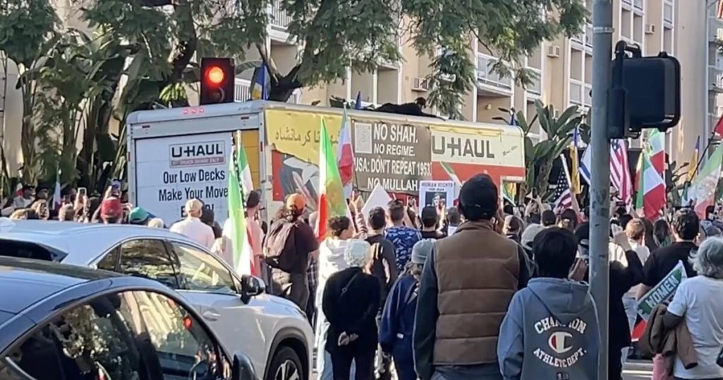 U-Haul truck hits protesters during demonstration in Westwood against Iran government