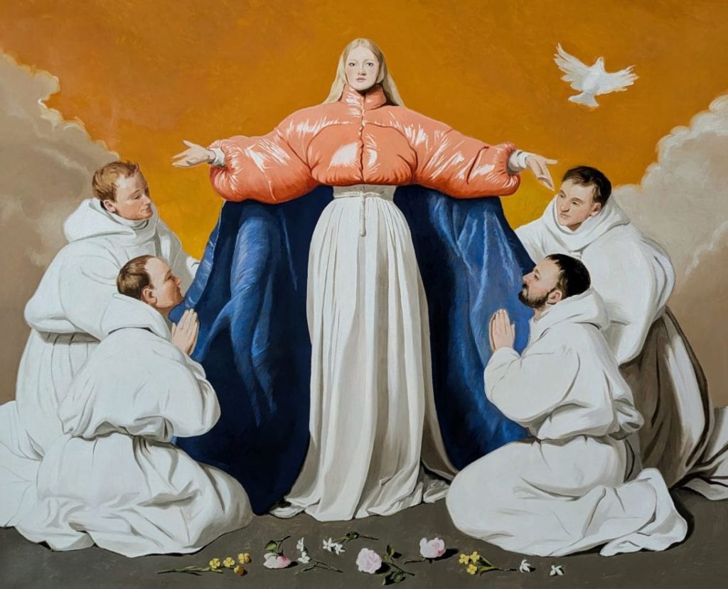 Nieves González's modern twist on 17th-century portraits: puffer coats, pool inflatables, sports jerseys