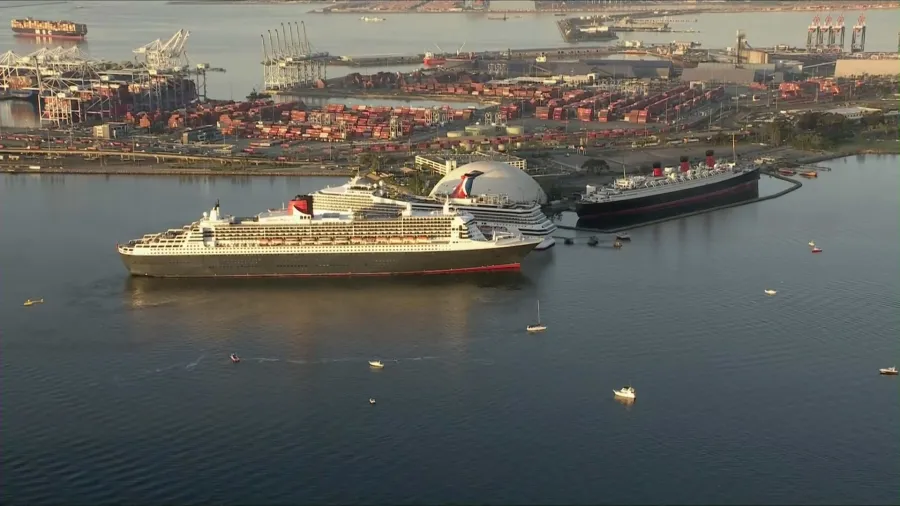 Queen Mary 2 reunites with original vessel in Southern California