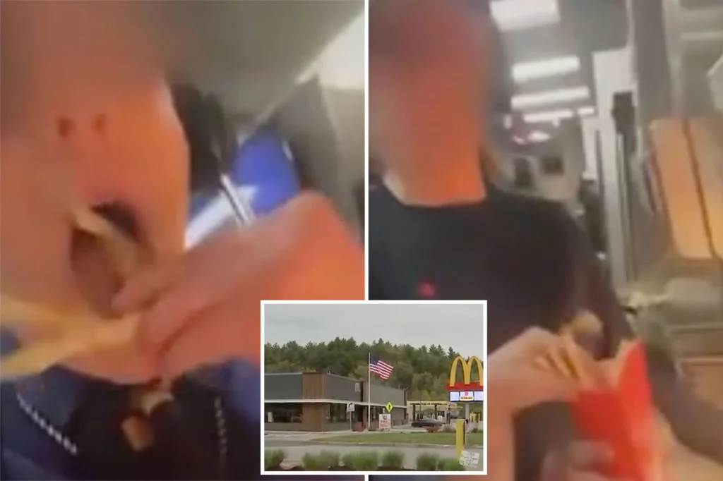Revolting McDonald’s worker caught on camera stuffing fries in her mouth