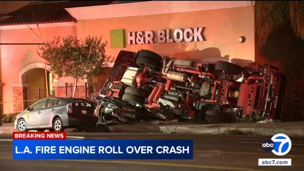 Fire Engine Crash in Sunland Forces Local Business Evacuations