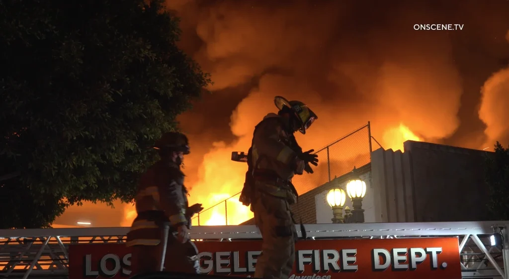Massive fire engulfs downtown LA, 100 firefighters on scene