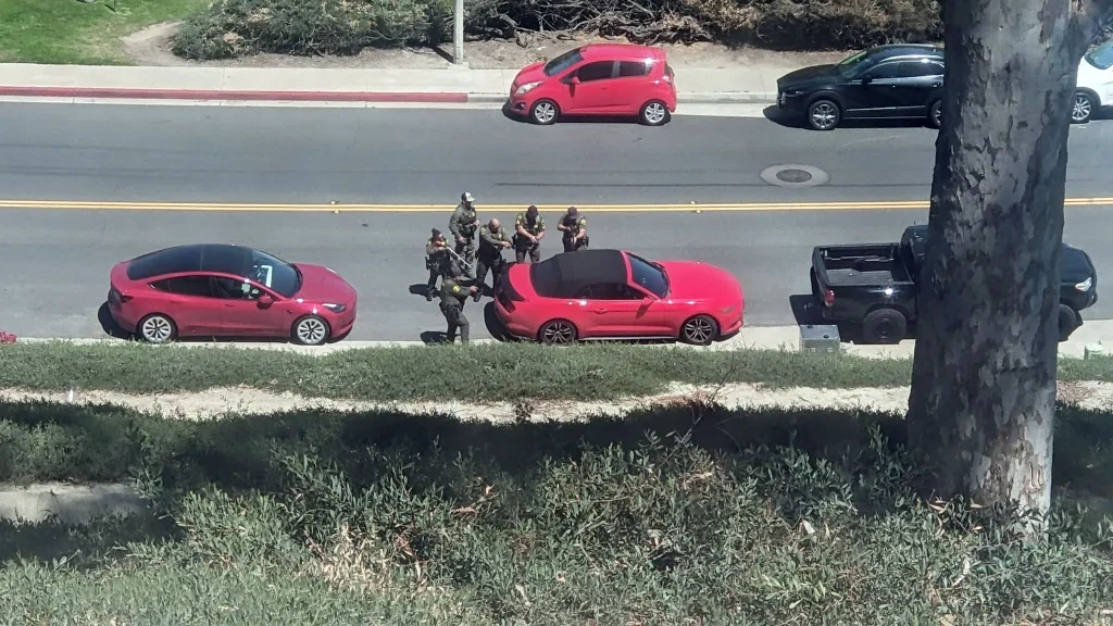 Rich suburb on lockdown as cops swarm car outside Southern California high school