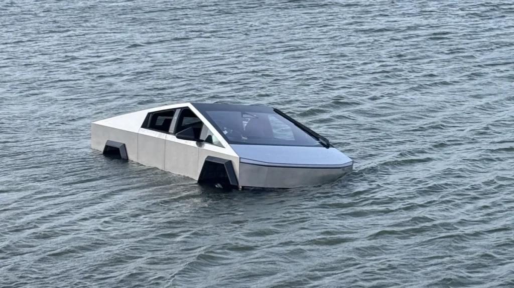 Tesla Cybertruck owner arrested after driving into lake to test 