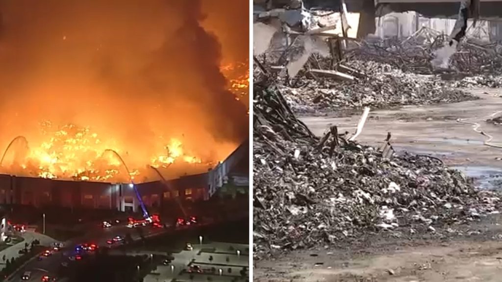 Ontario warehouse smolders 1 month after fire