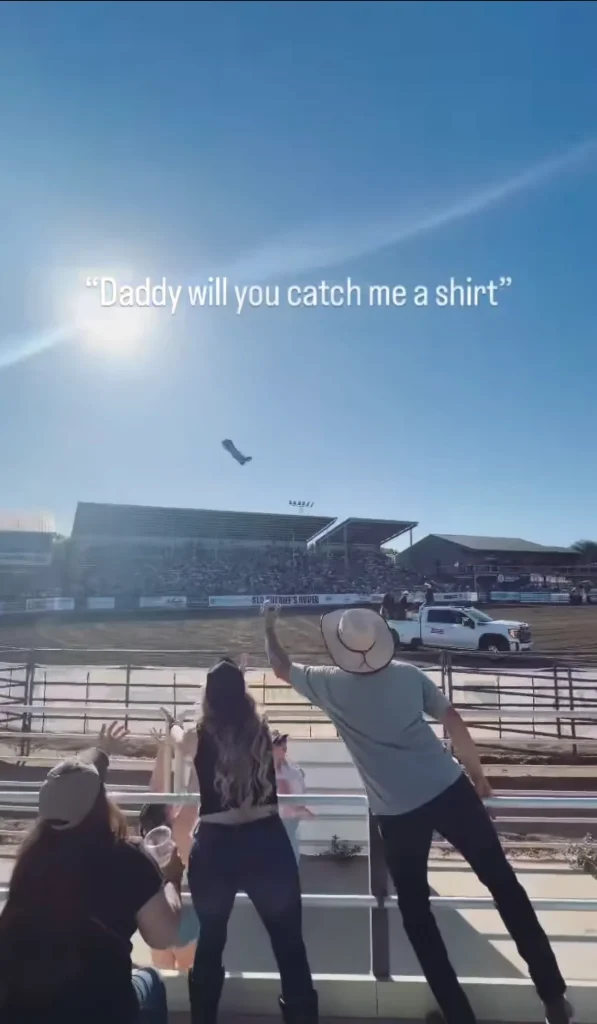 California dad Marco Caracas caught grabbing rodeo T-shirt from woman in viral video