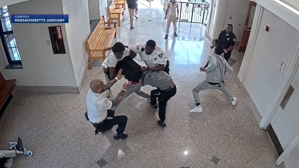 Courthouse brawl caught on camera
